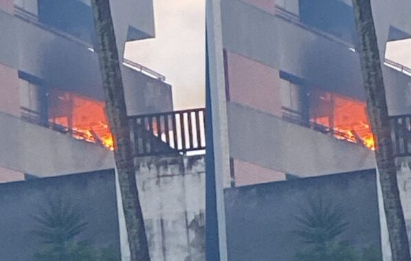 Apartamento pega fogo na orla de Salvador