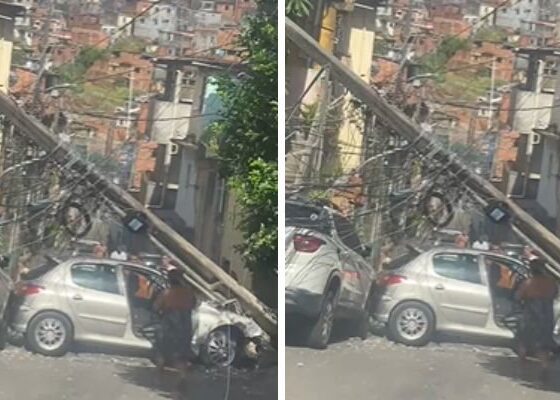Mulher bate carro em poste e deixa bairro de Salvador sem energia