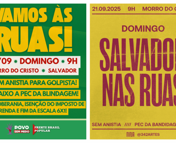 Movimentos sociais, artistas e políticos estão fazendo convocação nas redes sociais. Imagens: Reprodução