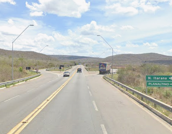 Trecho da BR-116 em Nova Itarana. Imagem ilustrativa: Google Street View/Reprodução