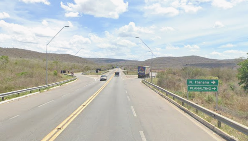 Trecho da BR-116 em Nova Itarana. Imagem ilustrativa: Google Street View/Reprodução