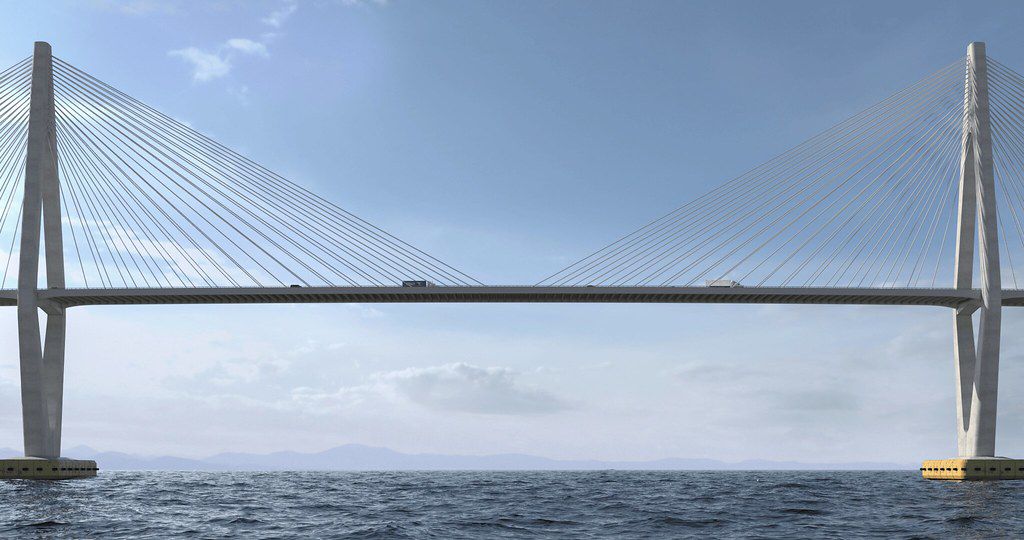 Projeção da futura ponte entre Salvador e a Ilha de Itaparica. Imagem: Divulgação