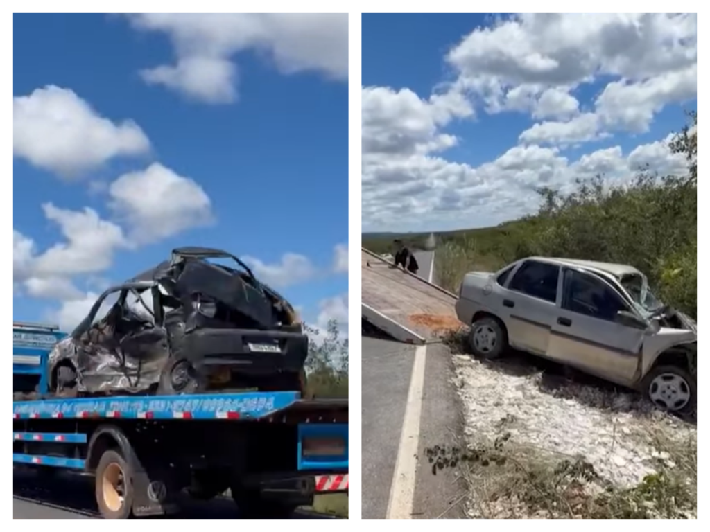 Veículos envolvidos no acidente. Imagens: Chapada News/Reprodução