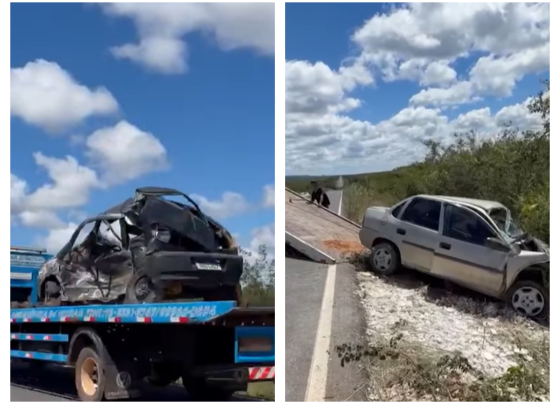 Veículos envolvidos no acidente. Imagens: Chapada News/Reprodução