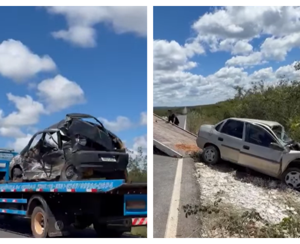 Veículos envolvidos no acidente. Imagens: Chapada News/Reprodução