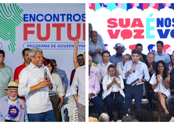 Neto e Jerônimo em eventos no interior da Bahia. Fotos: Divulgação