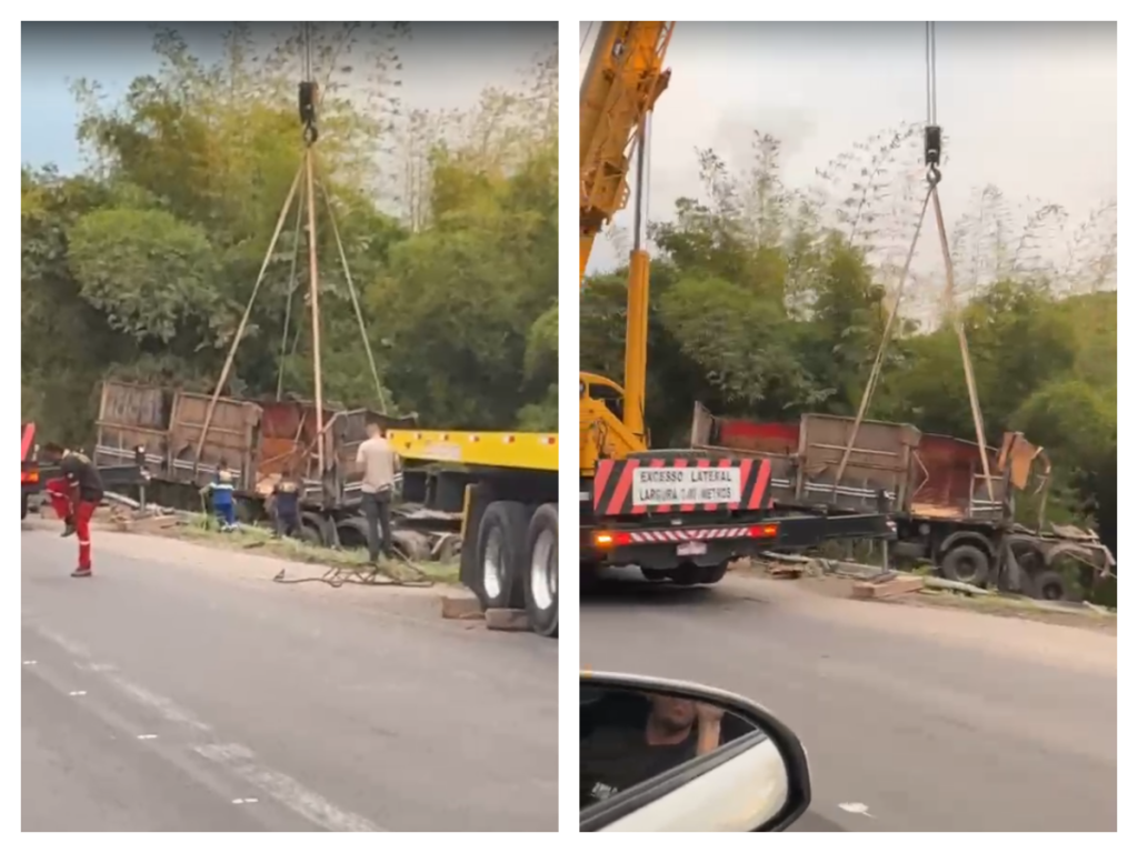 VÍDEO: Remoção de caminhão envolvido em acidente na BR-324 causa engarrafamento no sentido Salvador