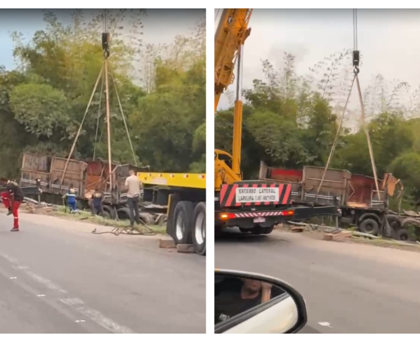 VÍDEO: Remoção de caminhão envolvido em acidente na BR-324 causa engarrafamento no sentido Salvador