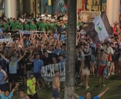 Torcida do O’Higgins invade Salvador e faz festa antes do